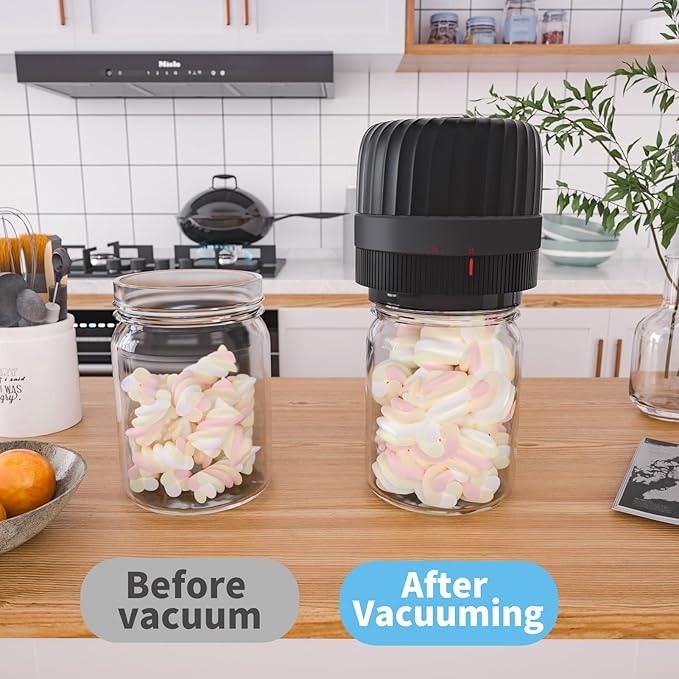 Electric Mason Jar Vacuum Sealer Kit for Wide-Mouth & Regular-Mouth Mason Jars, Food Saver Vacuum Canning Sealer Machine Includes 10 Jar Lids