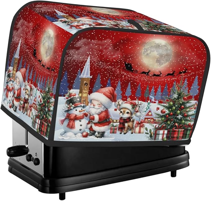 Christmas Santa Claus Xmas Decor Toaster Cover 2 Slice Dust and Fingerprint Protection Toaster Bread Maker Covers Washable Kitchen Small Appliance Covers for Kitchen Accessories Decor Bakeware Gift
