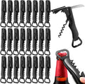 Hushee 24 Pcs Wine Opener Bulk with Foil Cutter Corkscrew Key 3 in 1 Red Bottle Opener Professional Stainless Steel Beer Corkscrew for Beverages Bartenders Summer Party(Black)