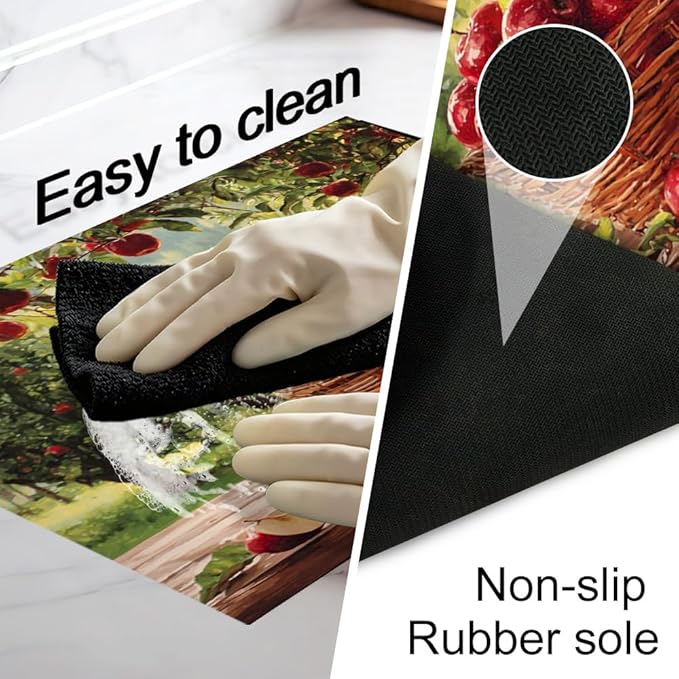 Stove Top Cover for Electric Stove 28.35 x 20.47 Inch Non Slip Stove Mat Apple Orchard Basket Glass Cooktop Protector Kitchen Counter Mat