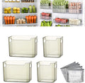 Crystal Clear Freezer Storage Bins - 4 Pack Stackable Freezer Organizer Bins, Clear Plastic Kitchen Cabinet Organizer for Meat, Veggies & Fruit (Green, 4pcs-S+L)