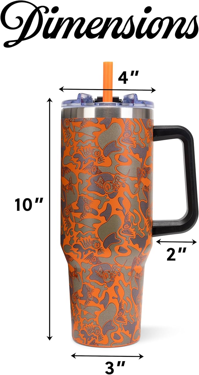 Von Dutch Camoscope 40oz Double Walled Insulated Food Grade Stainless Steel Tumbler, BPA Free - 24 Hours Cold / 10 Hours Hot
