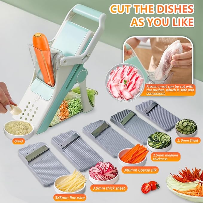Potato French Fry Cutter, Mandoline Slicer for Kitchen - Vegetable Chopper, Food Slicer with Container, Onion Dicer with Safety Guard - Multi Vegetable Slicer for Healthy Cooking