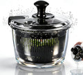 3.2 Qt Glass Salad Spinner, Small Vegetable Dryer with Transparent Lid, Crank Handle Quick Spin Greens Washer for Lettuce, Herbs, Fruits Cleaner, Tosser, Drain, Microwave Safe, Dishwasher Safe