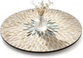 13.4" Mother of Pearl Lazy Susan, Table Centerpiece Round Shell Decorative Lazy Susan Turntable Rotating Tray Organizer for Cabinet Counter Gift Kitchen Office Cafe Home Decor (Beige Blue)