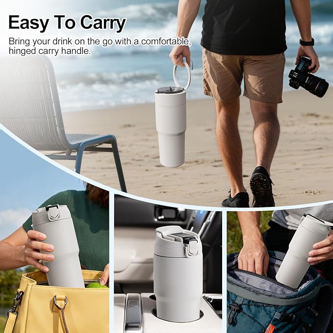 Kawu Portable Blender, 23oz Personal Smoothies Blender with Stainless Steel Inner, Cordless Electric Shake Maker, USB Rechargeable, BPA Free, Travel Bottle for Smoothies, Juice