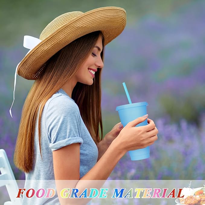 Honeydak 60 Pack Tumbler with Straw and Lid Bulk Glitter Plastic Cups Water Bottle Iced Coffee Travel Mug Reusable Party Favor Cups for Birthdays travel 24-27 oz (Shiny Color)