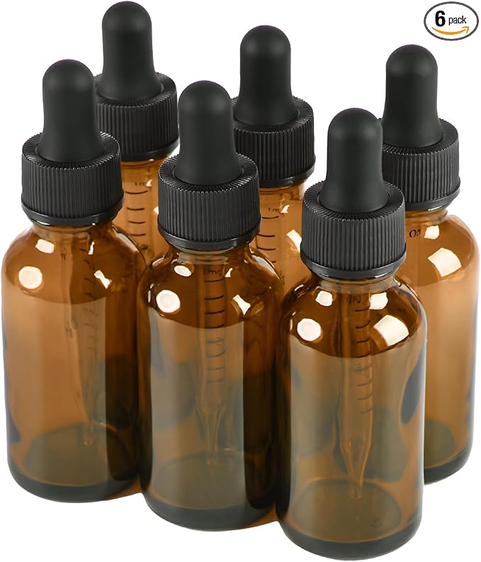NOOEEISS 6 Pcs 1oz Amber Glass Eye Dropper Bottle, Tincture Bottles With Leak-Proof Design, Stronger Suction for All Kinds of Mixed Liquids