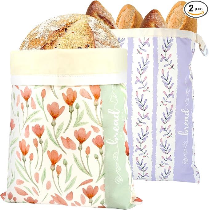 Beeswax Sourdough Bread Bags for Homemade Bread, 2 Packs XL Reusable Organic Beeswax Linen Cotton Sourdough Bag, Keep Loaves Fresh Longer, Homesteading Essentials