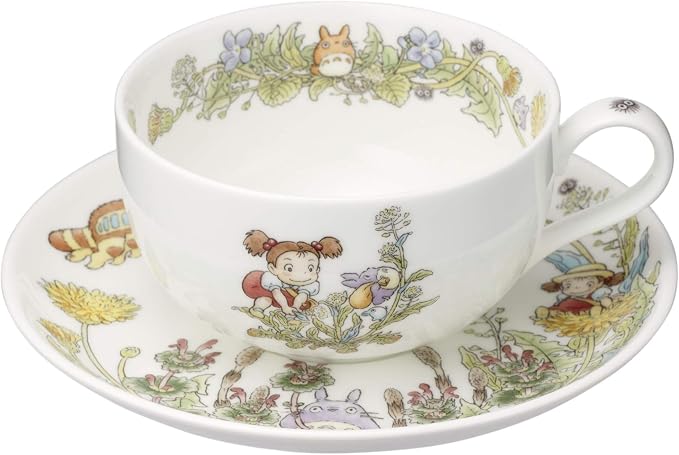 Noritake T97285A/4660-2 Milk Tea Cup & Saucer, 11.8 fl oz (325 cc), My Neighbor Totoro, Dandelion, Microwave Safe, 1 Guest, Bone China