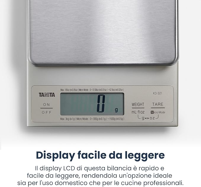 TANITA 3 Kg KD-321 Digital Kitchen Scale, Silver