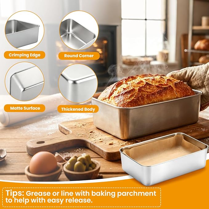 12 Pack Loaf Pans for Baking Bread,9×5In Stainless Steel Loaf Pan | Bread Loaf Tins for Homemade Bread Brownies, Meatloaf, Lasagna Cake, Sturdy, Oven, Dishwasher Safe, Silver
