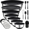 Unokit Mixing Blows with Lids Set - 7-Piece | Non-Slip Stainless Steel Nesting Mixing Bowls with Grater Attachments, Mixing Bowl Set for Multi Mixing & Serving