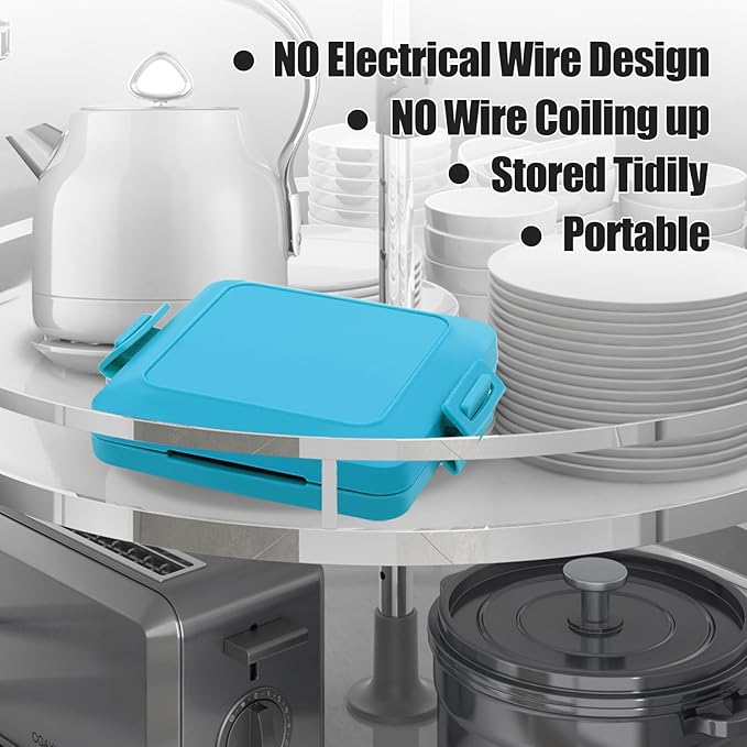 MKYSAIL Toaster,Microwave Toaster, Sandwich Maker, Waffle Maker, Panini Maker, Dishwasher Safe,NO Electricity,Wireless,Time Saving,Fast (Blue, Microwave Sandwich and Waffle Maker)