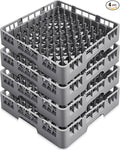 Aurelema Commercial Dishwasher Tray Rack Commercial Washing Machines Polypropylene Full Size Flatware Rack for Bowls Plates Knives Forks Cup (Peg Dish,Gray,4 Pack)