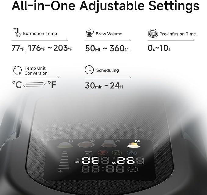 HIBREW H6 6-in-1 Pod Coffee Maker, Express Capsule Espresso Machine, compatible with Kcup*/Nes*/DG*/Espresso Powder. Suitable for Hotels, Homes, and Offices.