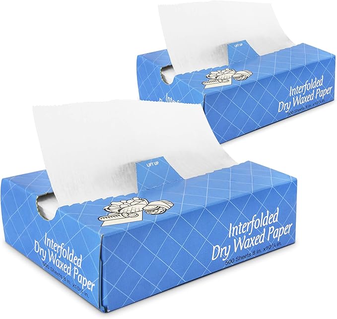 Fit Meal Prep 1000 Sheets 8 x 10.75” Dry Wax Paper Sheets for Food, Greaseproof Sandwich Wrapping, Interfolded Deli Wax Paper for Fries, Burgers, Food Basket, Made in USA