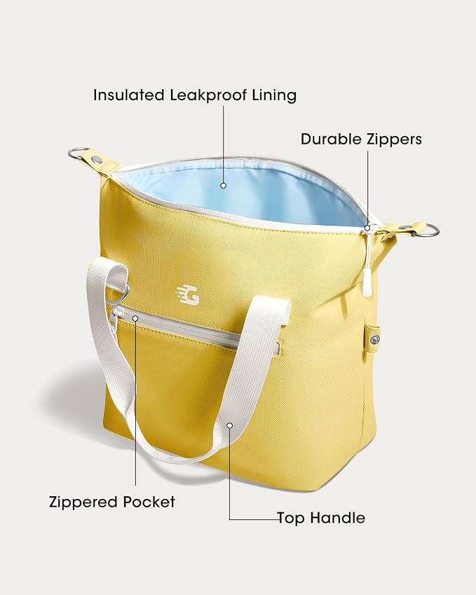 GLORIEROO Pastel Lunch Box Women | Insulated Soft Waterproof Leakproof Lunch Bag Cooler | Adjustable Strap | BPA-Free