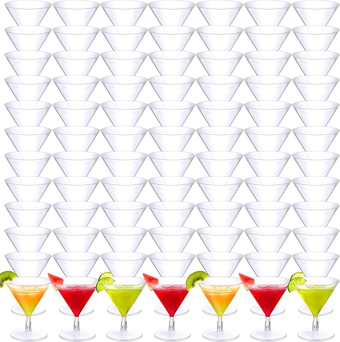 Rtteri 500 Pcs Mini Martini Glasses Plastic 2 Oz Disposable Mini Margarita Cups Clear for Weddings Party Wine Cocktails Drinks Desserts (Martini)