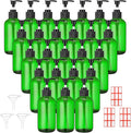 Tanlade 24 Pcs 8 oz Glass Pump Bottle Empty Bottle Glass Soap Dispenser with Pump Refillable Containers and Labels Funnels for Essential Oils Cleaning Products Lotions Conditioner(Green)