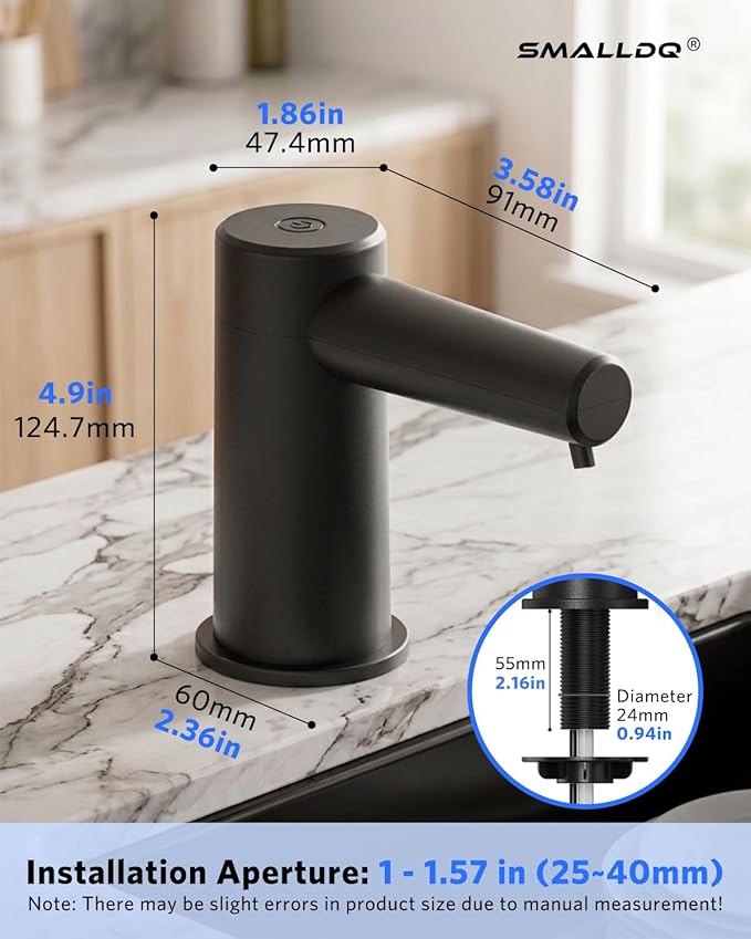 Kitchen Sink Dish Soap Built-in Dispenser, Touchless Electric Embedded Soap Dispenser Pump with 38" Silicone Extension Tube, Designed for Kitchens and Bathrooms (Black)