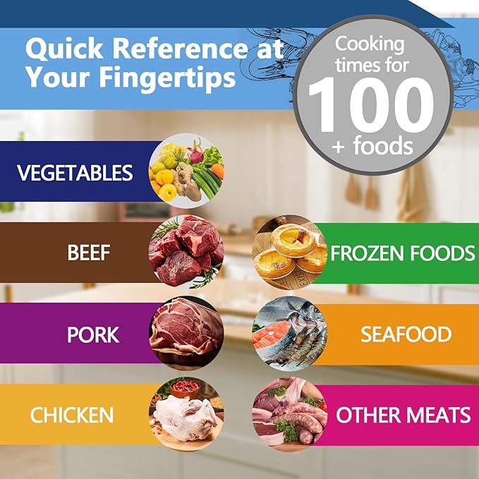 UBeesize Air Fryer Magnetic Cheat Sheet Cooking Times Chart, Must Have Air Fryer Accessories, Healthy Airfryers Cookbook Accessory Liners Food Kitchen Conversion, Cooking Guide for Beginners(2 Pack)