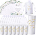Sliner 50 Set Wedding Favors for Guests Bulk 2oz Acrylic Take a Shot We Tied the Knot Shot Glasses with Thank You Cards Organza Bags for Guest Souvenir Wedding Bridal Shower Gifts (White,Gold)