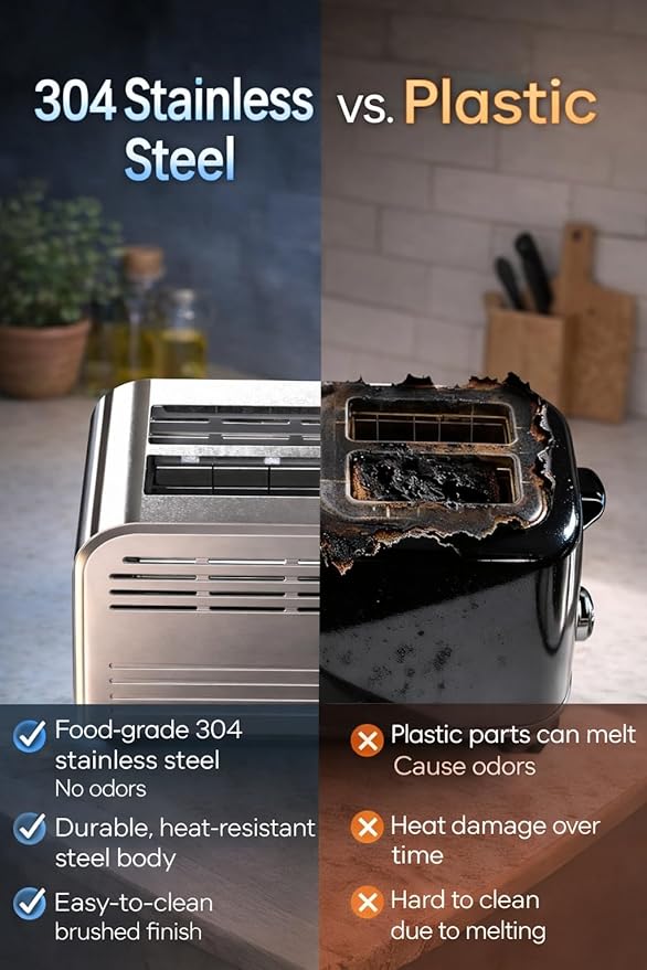 2026 Upgraded TAZTIR Touch Screen Toaster 2 Slice, Premium Stainless Steel Digital Bread Toaster with Timer, 1.5'' Wide Slot, 6 Shade Settings & 6 Bread Types, Bagel Defrost Reheat Cancel Functions