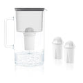 Wessper Water Filter Jug Glass 3 L Crystaline, Set Water Jug and 2 Filters Aqua Classic, Water Carafe for Drinking Water Compatible with Brita Classic, Dafi - Black