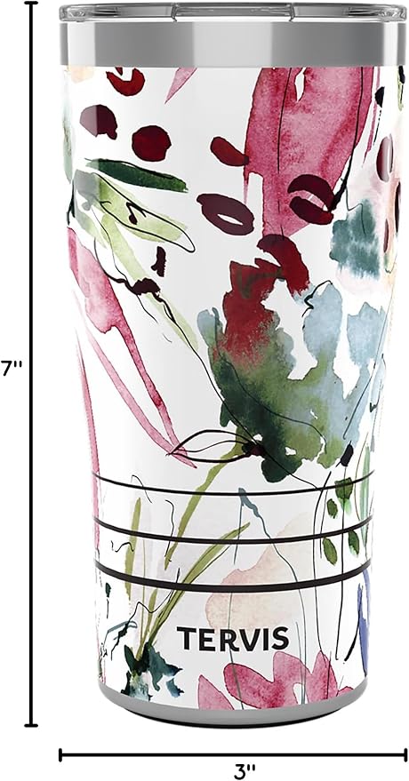 Tervis Traveler Sara Barrenson Floral Abstraction Triple Walled Insulated Tumbler Travel Cup Keeps Drinks Cold & Hot, 20oz, Stainless Steel
