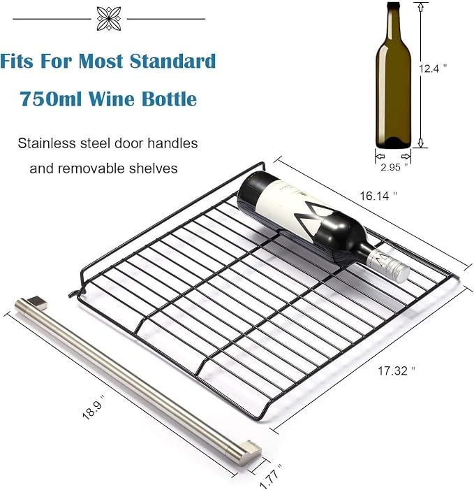 Antarctic Star Wine Cooler/Cabinet Drink Refrigerator Fridge, 36 Bottle Freestanding Wine Chiller with Stainless Steel, Double-Layer Glass Door Touch Screen for Home Office/Bar, 4.4Cu.Ft., Silver
