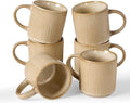 famiware Coffee Mug Set for 6, Star 12 oz Catering Mugs Cup Set with Handle for Coffee, Tea, Cocoa, Milk - Ceramic Stoneware Drinkware Set, Cream
