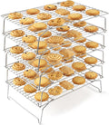 LIANYU Cooling Rack 15"x10", 5-Tier Stackable & Collapsible Stainless Steel Baking Wire Racks for Cooking, Baking, Roasting, Drying, Oven & Dishwasher Safe, Silver