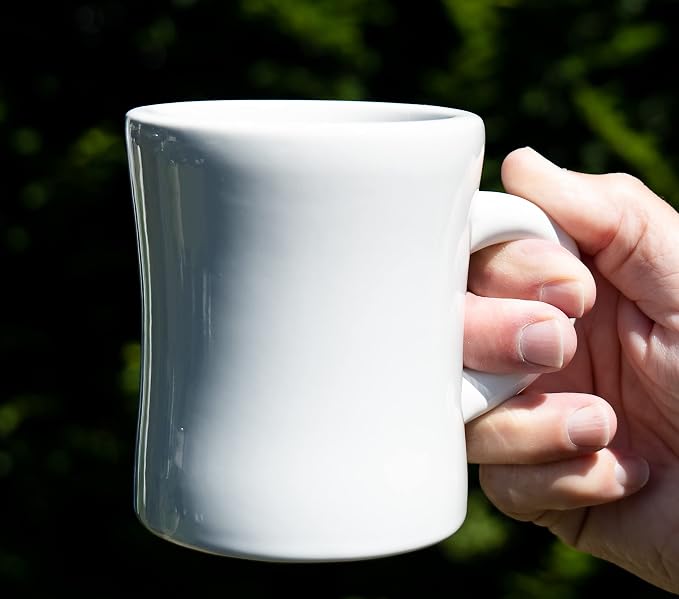 Culver 10-Ounce Ceramic Retro Diner Style Heavyweight Restaurant Mug, Two-finger C-handle (White, 1)