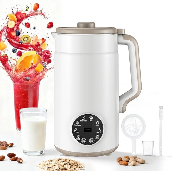 10 in 1 Nut Milk Maker Machine, 42oz (1300ml) Almond Milk Maker, Self Clean/12H Delay/Keep Warm/Boil, One Touch Soy Milk Maker,Homemade Oat, Nutri Plant Based and Non Dairy Beverages