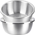 Colander and Bowl Set 2.3QT (2-in-1) - Thickened 304 Stainless Steel Kitchen Strainer Bowl for Fruit, Pasta, Vegetables, Rice - Heavy Duty, Induction Cooker & Dishwasher Safe