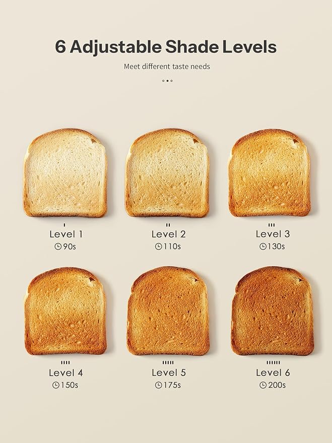 4 Slice Touchscreen Toaster, Digital Display Stainless Steel Toaster with Extra Wide Slots, 6 Shade Settings, Defrost Reheat Cancel Functions, Removable Crumb Tray