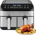 9.5 Quart 8-in-1 DualZone 2-Basket Air Fryer with 2 Independent Frying Baskets, Match Cook & Smart Finish to Roast, Broil, Dehydrate & More for Quick, Easy Meals