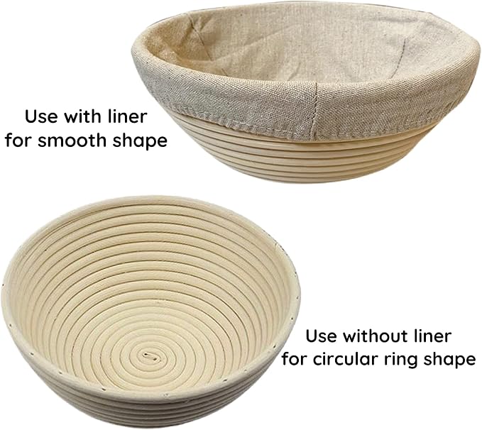 9 Inch Round Bread Banneton Proofing Basket Set of 2 – Sourdough Proofing basket kit for Artisanal Baking – Bread Making Tools For Professional & Home Bakers (9 inch round- 2 pack)