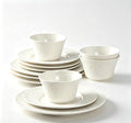 4-piece set, ceramic tableware set, relief plate and bowl set, microwave and dishwasher compatible tableware set, shatterproof and scratch resistant dinner set, irregular edge design, white