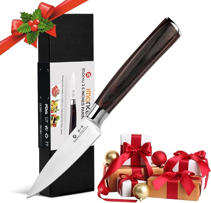 imarku Paring Knife - Paring Knives, 3.5 Inch Small Kitchen Knifes - Japanese High Carbon Stainless Steel Fruit Knife, Ergonomic Pakkawood Handle, Ultra Sharp Blade, Unique Gifts for Men and Women