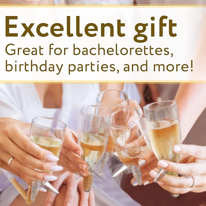 IMPRESA 10 Pack Champagne Shooter Plastic Glass Set - Champagne Glasses with Stands - Bachelorette Party Favors - Reusable Champagne Shooter Gifts for Bubbly Lovers - Champ Shooters