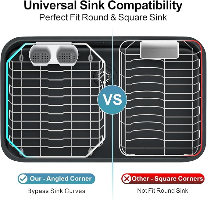 GSlife Small in Sink Dish Drying Rack - Compact Dish Drainer for RV Kitchen Apartment Sink, Rust Resistant Inside Sink Rack, 1–2 Person Households, 11.6" W x 13.4" L, White