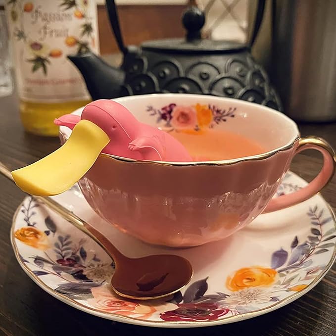 ONEUSTAR Tea Cup and Saucer Set for 1 Bone China English Tea Cup with Spoon Floral Teacup 8 oz British Coffee Latte Mug for Woomen Gifts, Pink