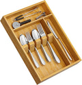 Yofidra Bamboo Silverware Organizer, 13.8 x 9.84 x 1.96 Inches Kitchen Utensil Drawer Organizer, Silverware Tray for Drawer with Fixed Slots for Spoons, Forks & Knives, Natural