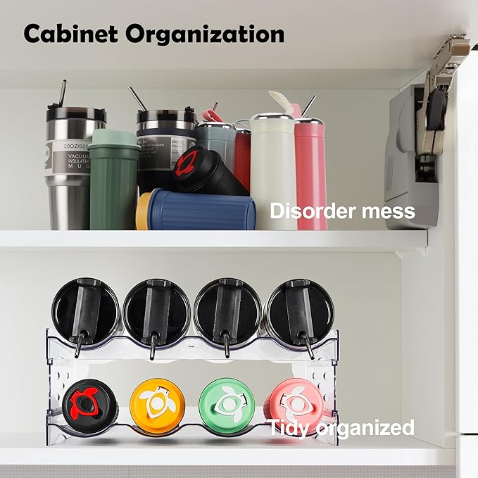 Water Bottle Organizer for 30 OZ Stanley Water Bottle, 4-Tier Stackable Tumbler Organizer & Clear Wine Rack, Water Bottle Organizer for Cabinet Pantry Kitchen Organizers and Storage, Hold 16 Bottles