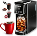 Horavie Hot and Iced Single Serve Coffee Maker, for K-Pod and Grounds, Strong Brew Setting, 6-12 Oz Brew Sizes One Cup Coffee Maker for Home, Travel, RV, Office and Dorm, Black
