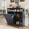 Befrases Tilt Out Trash Can Cabinet for 13 * 1 Gallon Trash Can, Farmhouse Kitchen Island Cabinet with Adjustable Shelf for Hidden Laundry Basket, Dog Proof Garbage Can for Dining Living Room, Blue