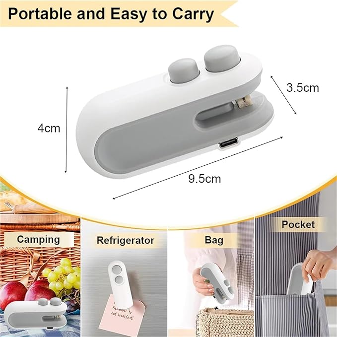 Mini Heat Bag Sealing Machine Plastic Bag Sealer Portable Handheld Plastic Bags Sealing Machine Food Packaging Heat Bag Sealer(White)