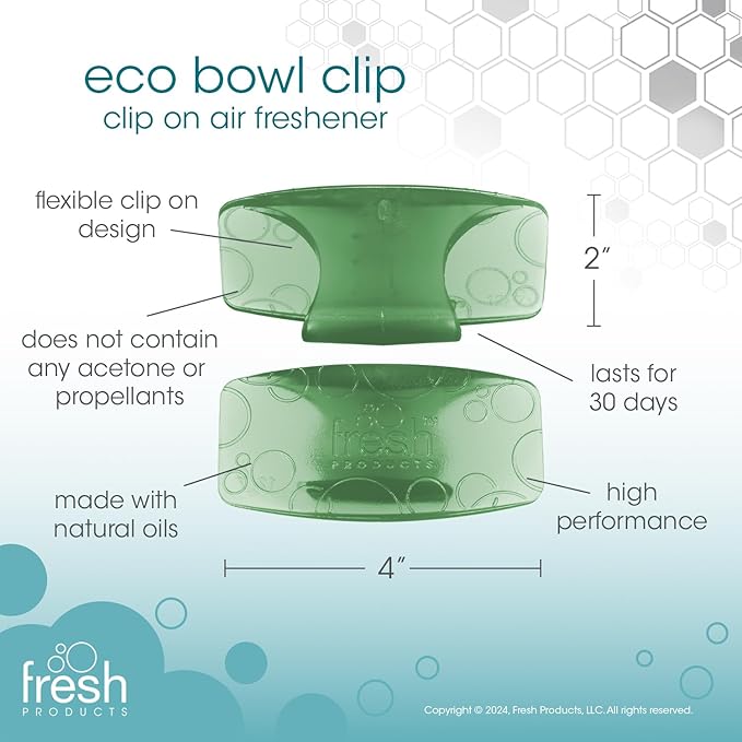 Fresh Products Eco Bowl Clip Air Freshener Versatile Design Toilet Freshener Trash Freshener Chemical Free Natural Oils Discreet Lasts 30 Days Made in the USA Cucumber Melon 12 pk